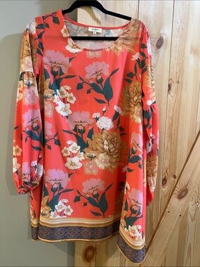 Umgee ladies bright coral mini dress or tunic size medium